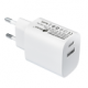 CARGADOR PARED/VIAJE USB-C/PD + USB-A 20W BLANCO LEOTEC